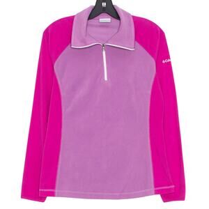 Columbia Sweater 1/4 Zip Athleisure Y2K Preppy Retro Casual Pink Purple Medium
